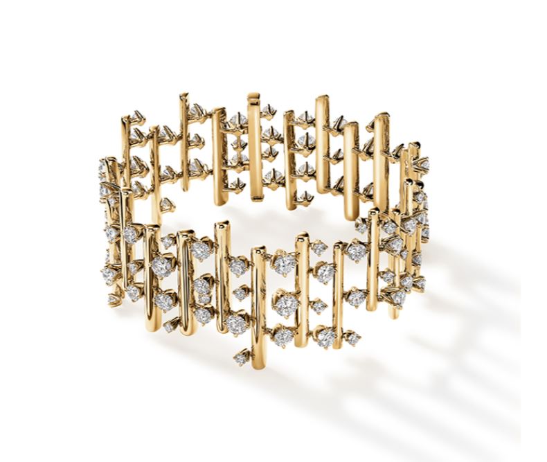 Barre 10.45-11.10ct Diamond Multi-Row Bracelet in 18K Yellow Gold, 7"