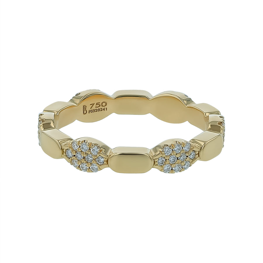 0.28ct Diamond Alternating Band in 18K Yellow Gold, Size 6