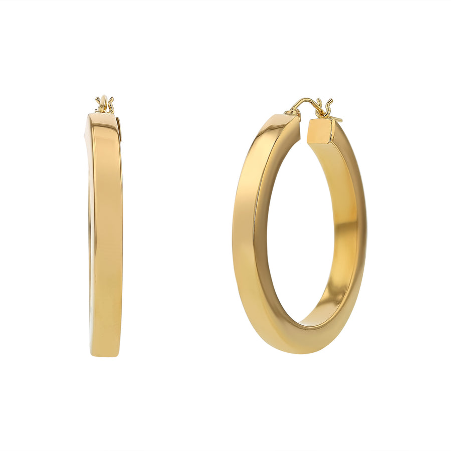 Large 4.25mm Hoop Earrings in 14K Yellow Gold 1 3/8"