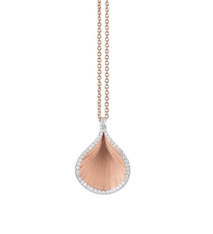 Goccia 0.13ct Diamond Pendant in 18K Pink Champagne Gold, 16.5-17.5" chain