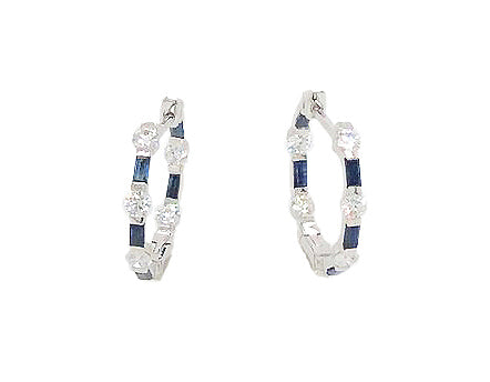 0.60ct Diamond and 0.49ct Sapphire Earrings in 14K White Gold