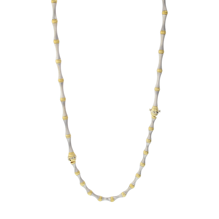 Tapered Necklace with 7.5" Detachable Bracelet in 14K White and Yellow Gold, 24" Total Length