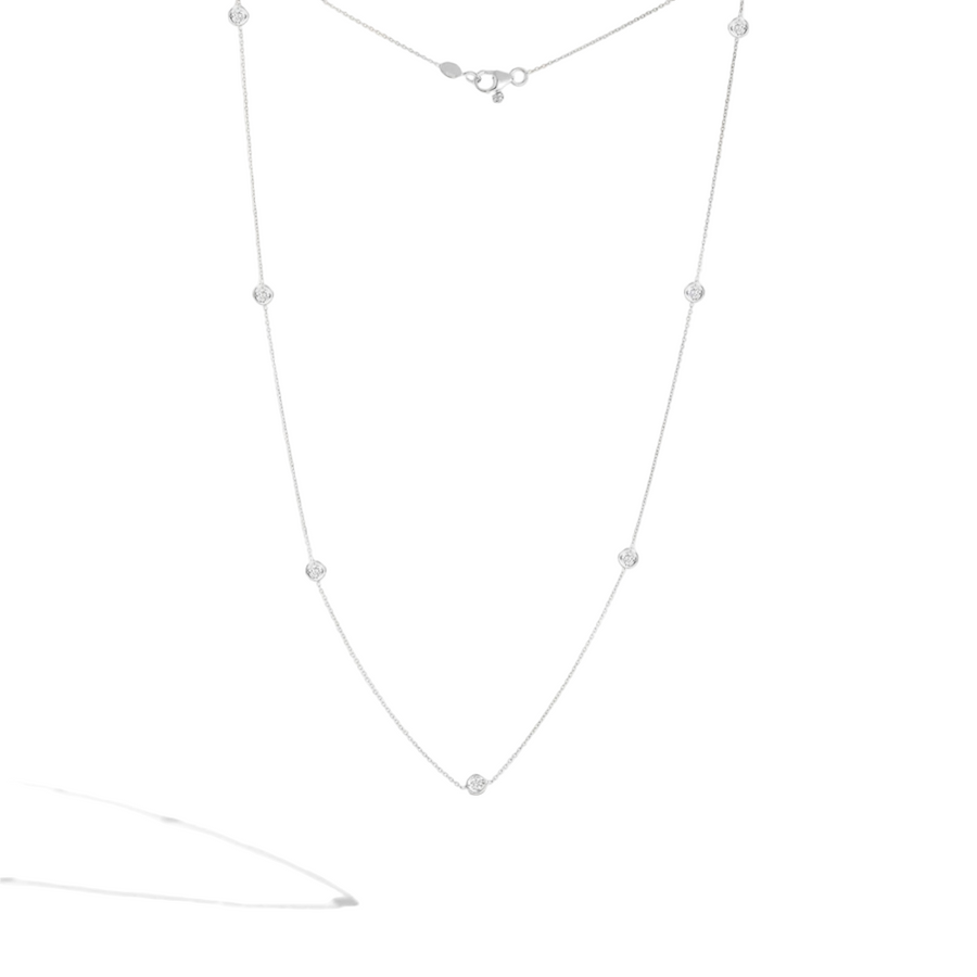 Diamonds by the Inch 0.35Ct Diamond 7 Stations Necklace in 18K White Gold, 18" chain