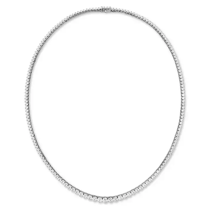 Hearts on Fire Signature 9.06-9.49ct Diamond Graduated Line Necklace in 18K White Gold, 16"