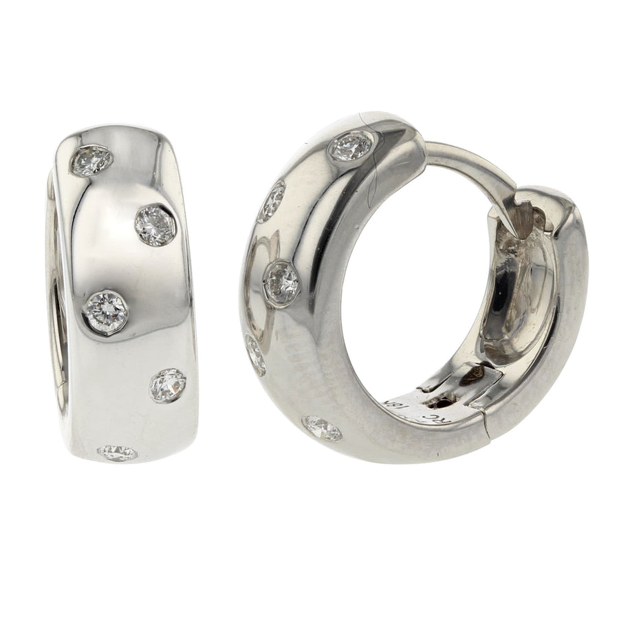 Diamond Wrap Hoop Earrings in 18K White Gold, 14mm