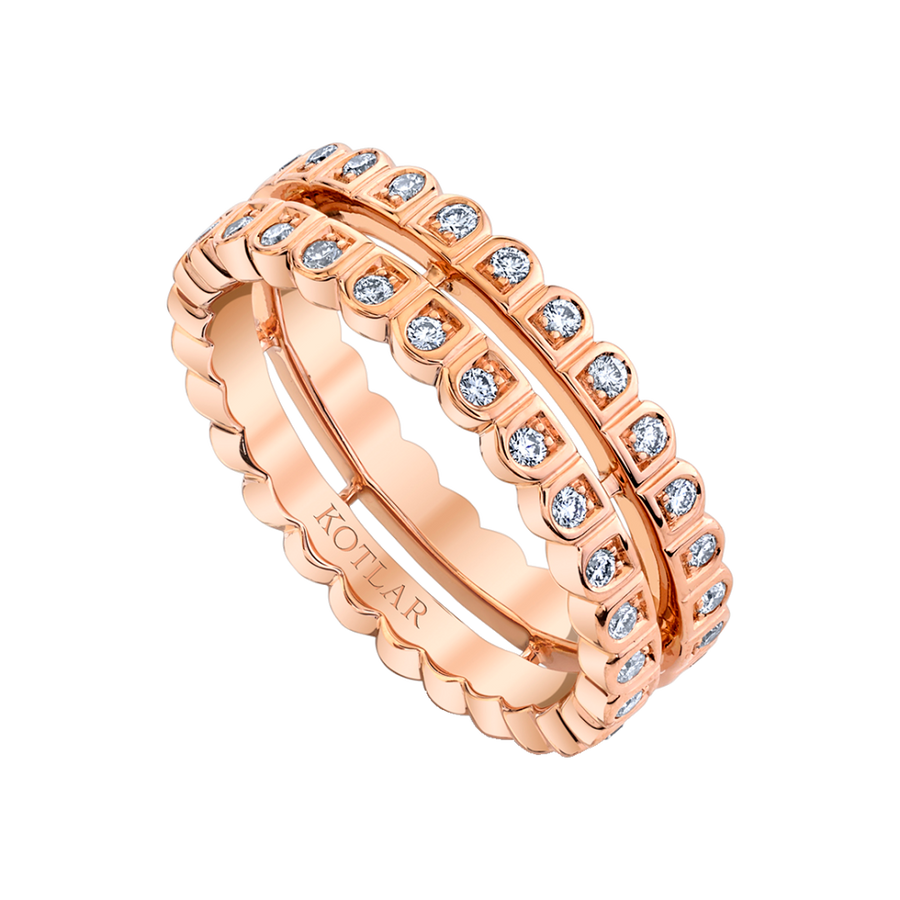 Scallop Silhouette 0.25ct Diamond Eternity Band in 18K Rose Gold, size 6.5