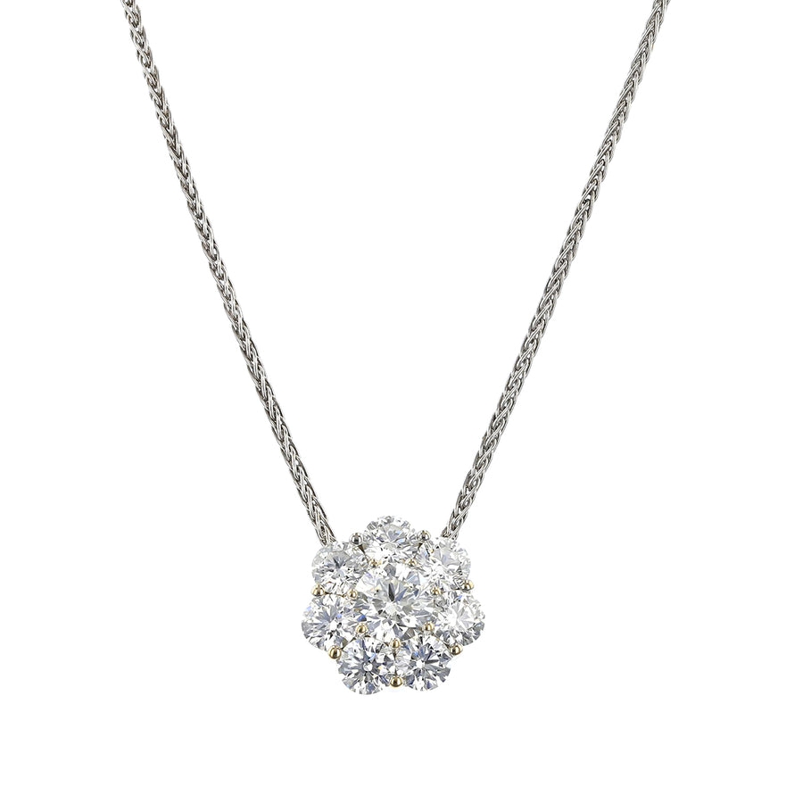 1.50ct Hearts On Fire Diamond Halo Fulfillment Pendant, 18"chain in 18K White Gold