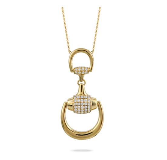 Equestrian 0.47ct Diamond Pave Stirrup Necklace in 18K Yellow Gold, 18"