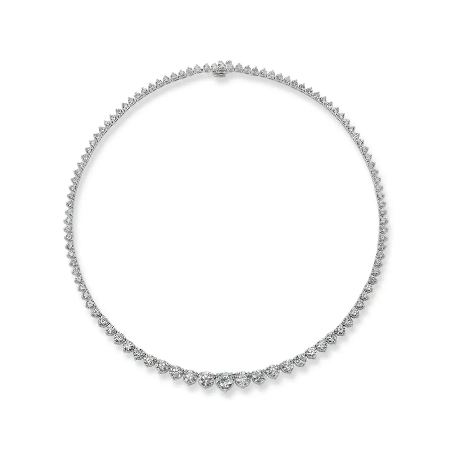 Riviera 12.09ct Diamond FG/SI Graduated Tennis Necklace in 18K White Gold, 18"