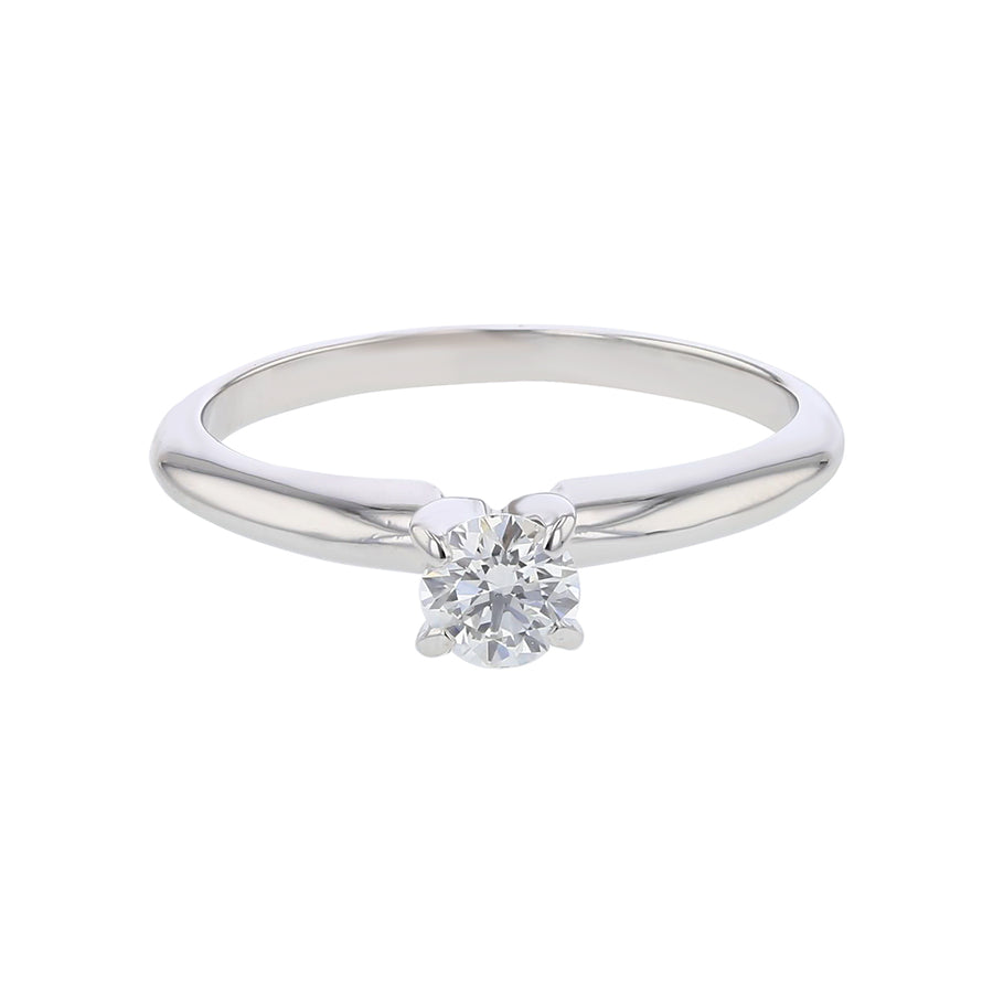 0.33ct Round Brilliant Diamond Four Prong Ring in 14K White Gold, Size 6.75