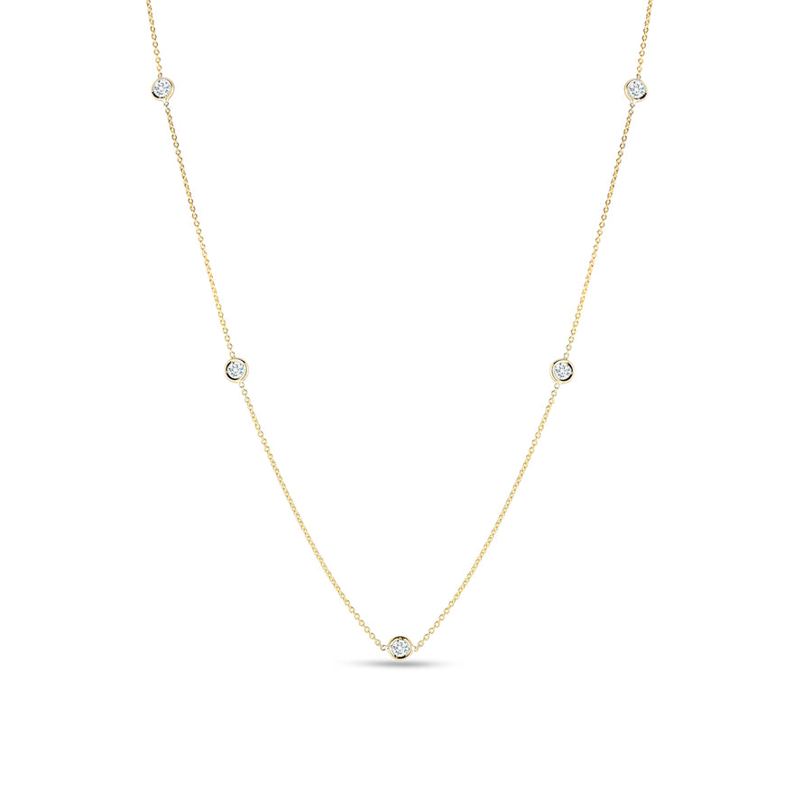 0.23ct Round Diamonds 5 Station Adjustable Necklace in 18K Yellow Gold, 16-18"