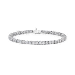 Classic 12.13ct 40 Full Cut Diamond 4 Prong Line Bracelet in 18K White Gold, Size 7