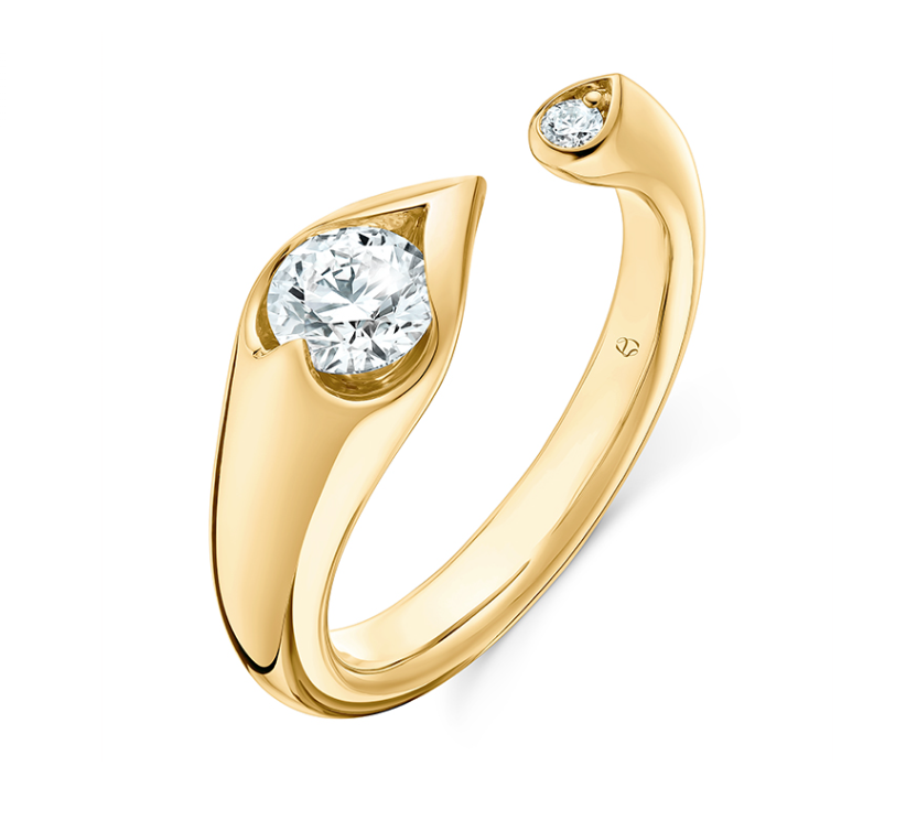 Open Droplet 0.50Ct Diamond Ring in 18k Yellow Gold, Size 6.5