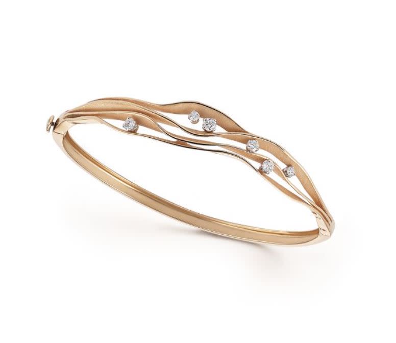 Dune 0.35ct Diamond Bangle Bracelet in 18K Orange Apricot Gold