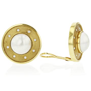 0.32ct Diamond and Mabe Pearl Clip-On Earrings in 14K Yellow Gold