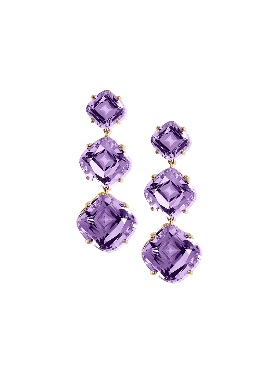 Gossip 43.10ct Cushion Cut Amethyst Drop Earrings in 18K Rose Gold