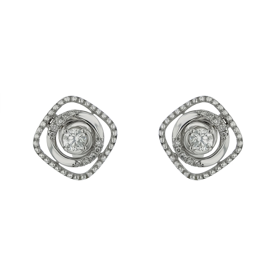 0.35ct Diamond Convertible Stud and Drop Earrings in 14K White Gold