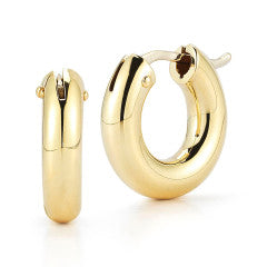 15mm Small Huggie Hoop Earrings in 18K Yellow Gold