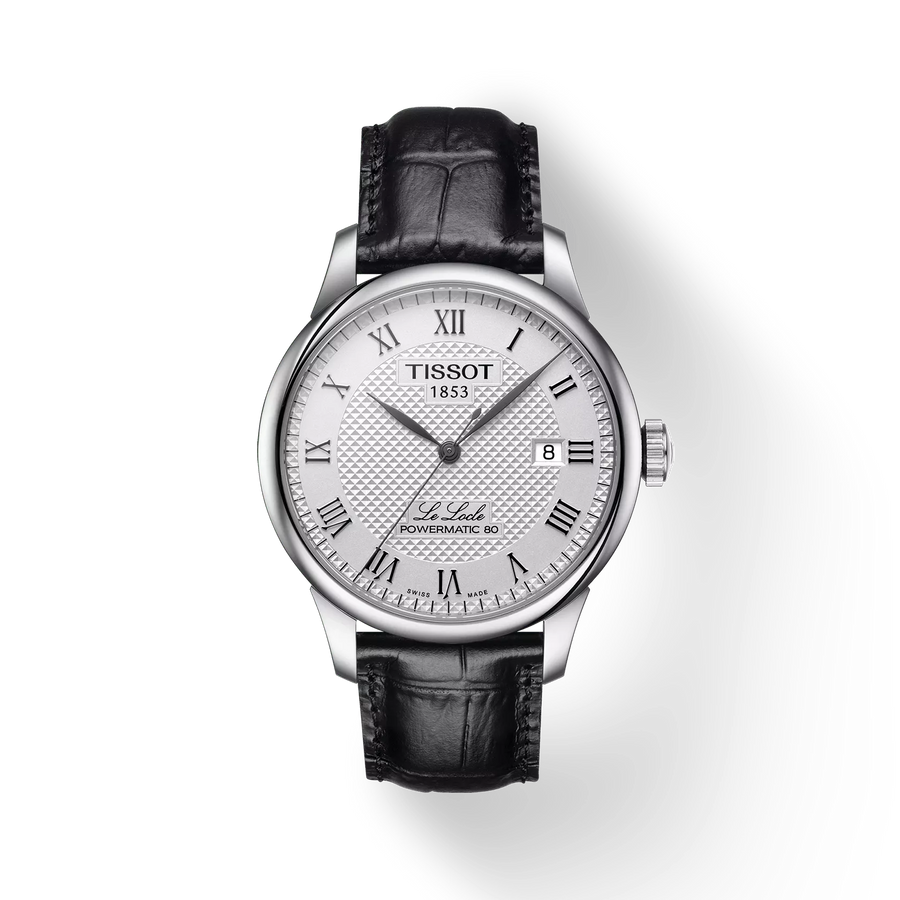 39.3mm Le Locle Powermatic 80 Watch with Silver Dial in Stainless Steel, Strap