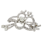 0.50ct Old European Cut Diamond, 0.24ct Baguette Diamond, and 2.67ct Diamond Pin in 14K White Gold