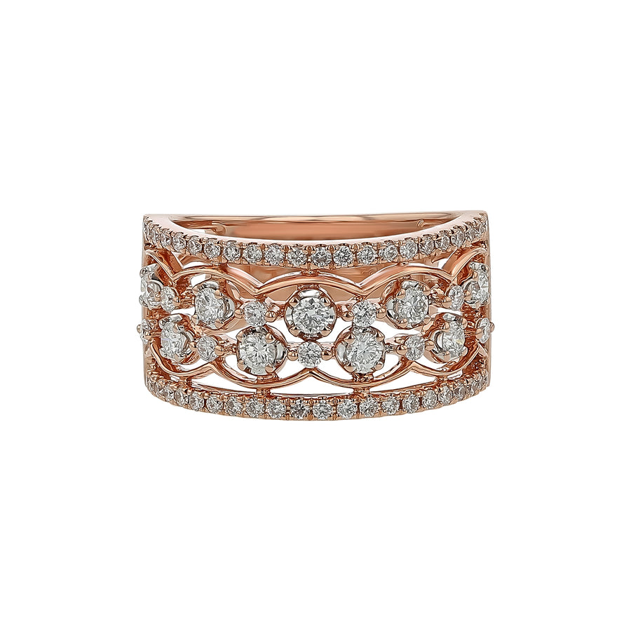 Rosaline 0.80ct Diamond Open Lace Diamond Ring in 14K Rose Gold, size 6.5