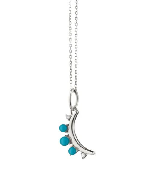 Birthstone Turquoise and White Sapphire Pendant in Sterling Silver, 16-18"