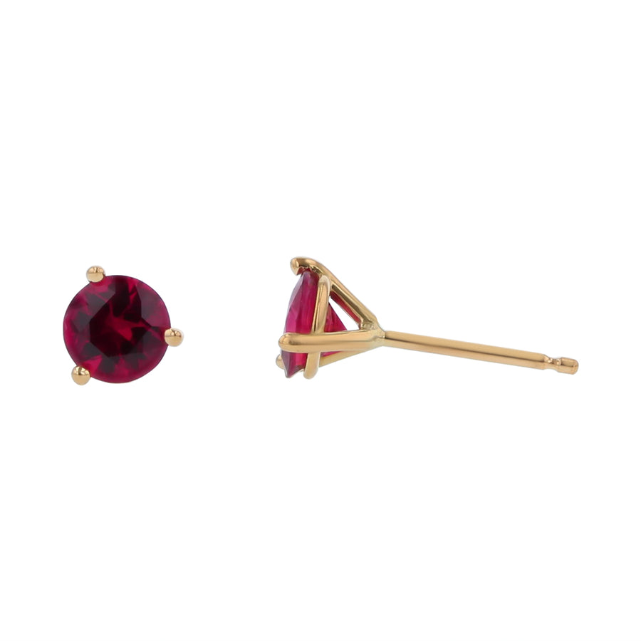 0.97ct Mozambican Round Ruby Stud Earrings in 18k Yellow Gold