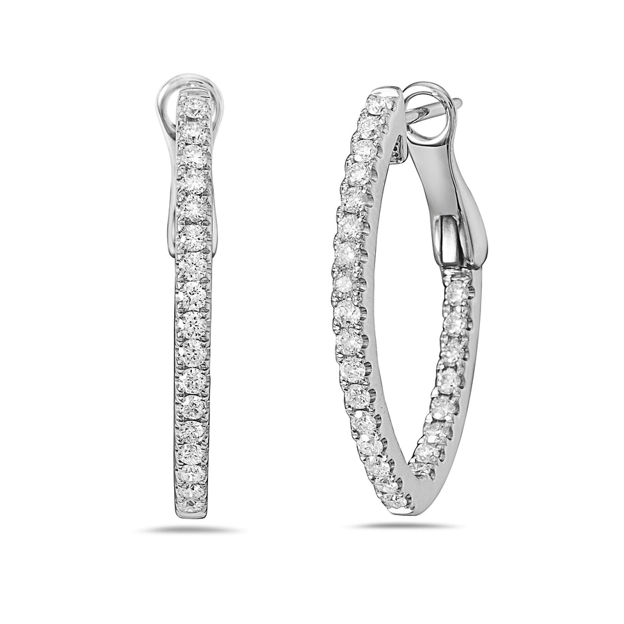 Precious Pastel 0.71ct Diamond Inside Out Oval Hoops in 18K White Gold