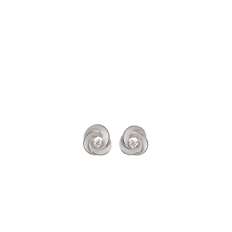 Desert Rose 0.20ct Diamond Stud Earrings in 18K White Ice Gold