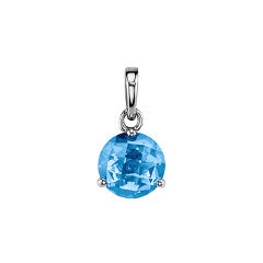 2.11ct 8mm Blue Topaz (Irradiated) 3 Prong Pendant in 14K White Gold on 18" Chain