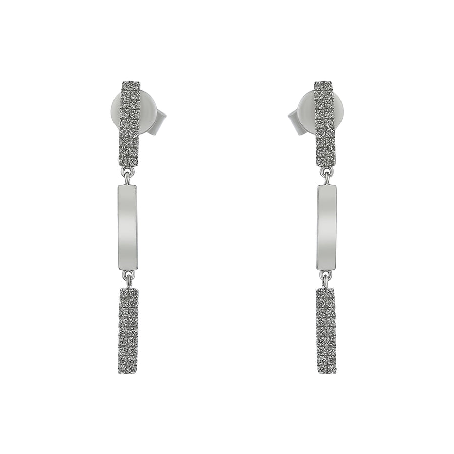 0.34ct Diamond Alternating Drop Earrings in 18K White Gold