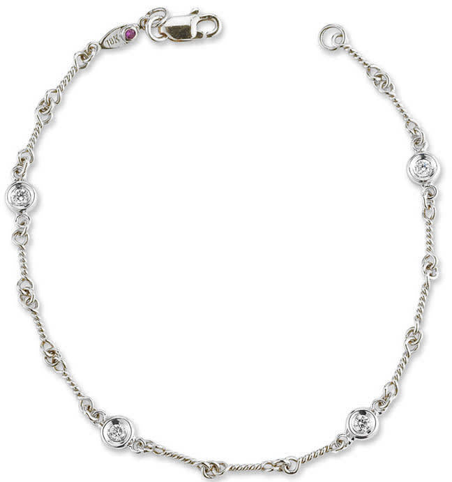 Diamonds by the Inch 0.16ct Diamond 4 Station Dogbone Bracelet in 18K White Gold, 7in