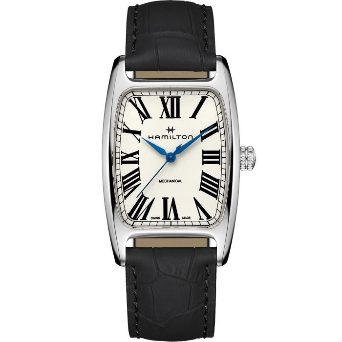 34x38mm American Classic Boulton Mechanical Watch with White Roman Dial in Stainless Steel, Strap