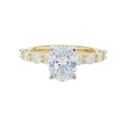 Grand Aire Petite 0.80ct Diamond Ring Semi Mount in 18K Yellow Gold and Platinum for 2.00ct Oval Center, size 6