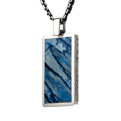 Pinnacle Dog Tag on Chain in Blue Mammoth Tooth and Sterling Silver,  22" chain