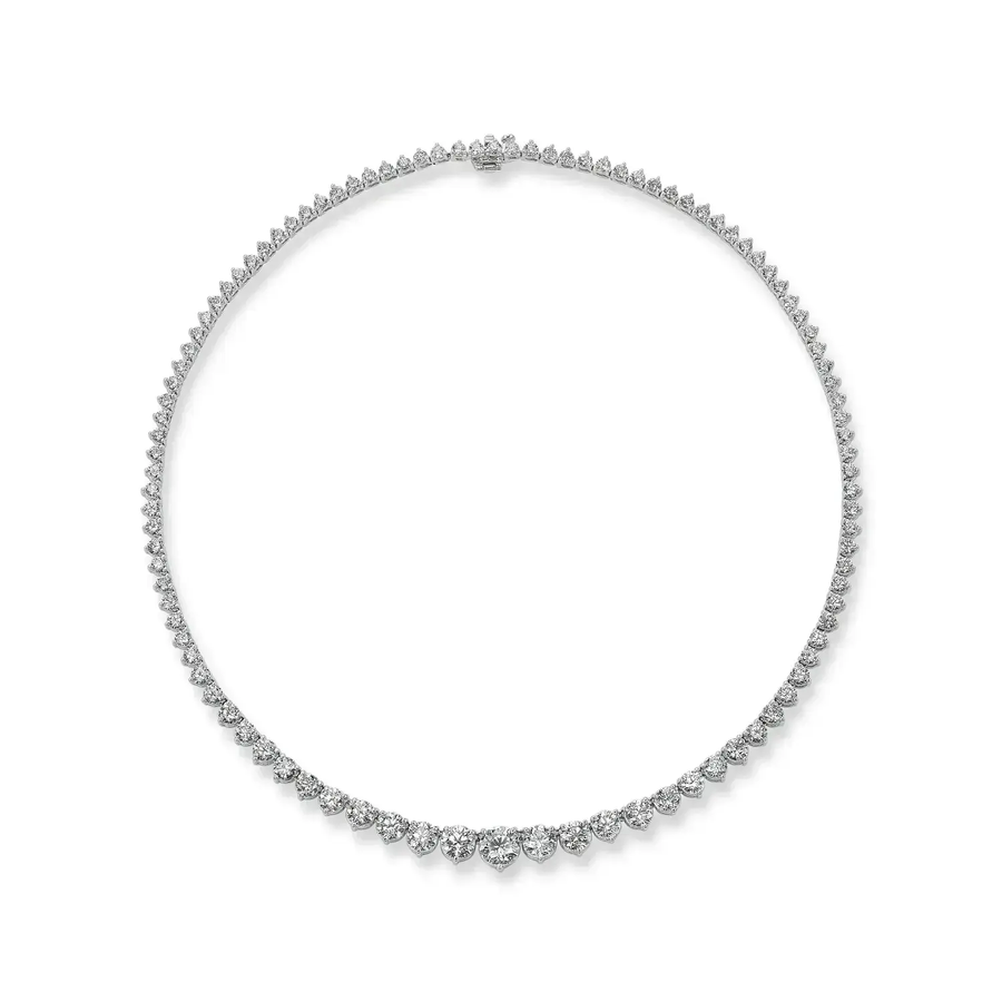 8.50ct Round Brilliant Diamond F-G/SI Riviera Necklace in 18K White Gold, 17"