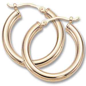 3x20mm Medium Tube Hoop Earrings in 14K Yellow Gold