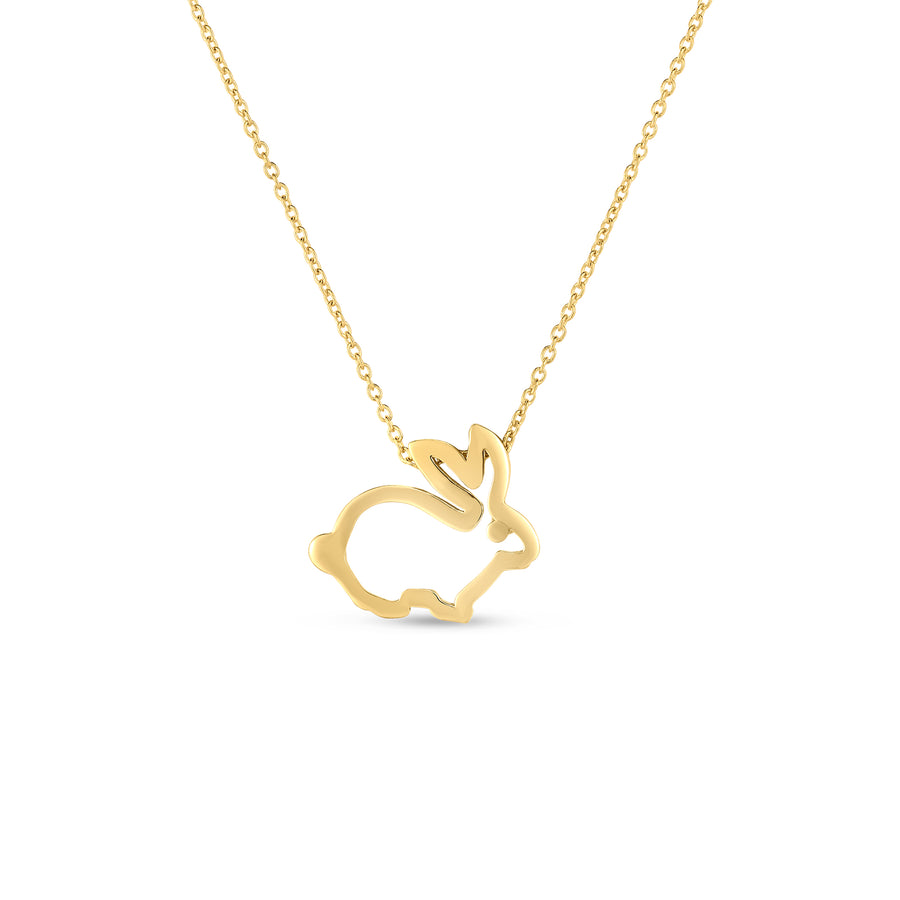Tiny Treasures Rabbit Pendant on Chain in 18k Yellow Gold, 18in