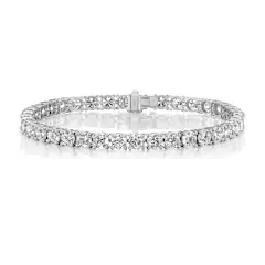 7.00ct Round Brilliant Diamond 4-Prong Tennis Bracelet in 18K White Gold, 7"
