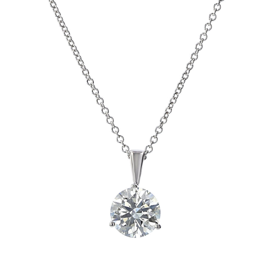 0.70ct Fire & Ice Round Brilliant Diamond Pendant in 18K White Gold, 18" chain