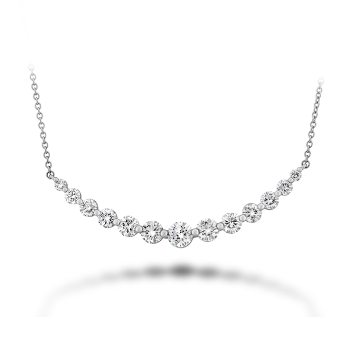 Smile 2.03-2.13ct Diamond Bar Necklace in 18K White Gold, 18" chain