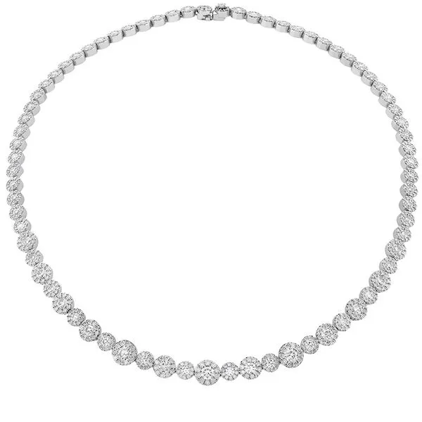 Fulfillment 16.15-16.40ct Diamond Tennis Necklace in 18K White Gold, 17"