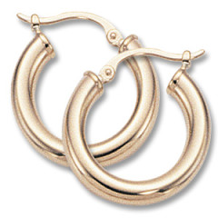 Small Polished Tube Hoop Earrings in 14K Yellow Gold