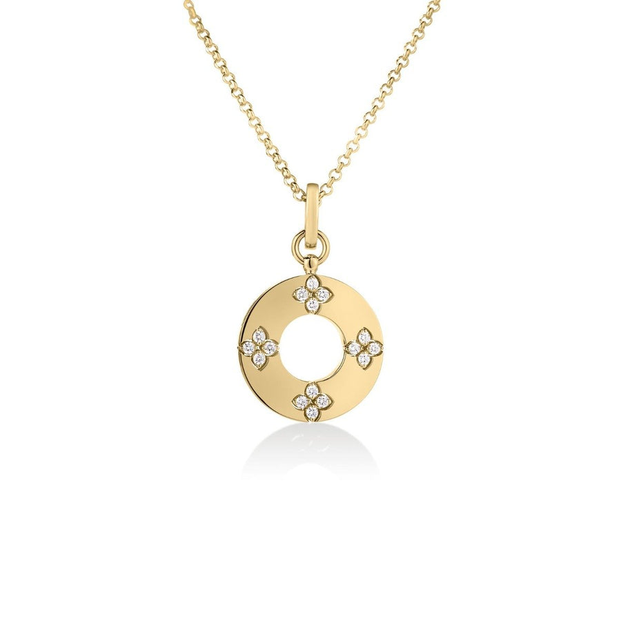 Love in Verona 0.30ct Diamond Circle Pendant Necklace in 18K Yellow Gold, 17"