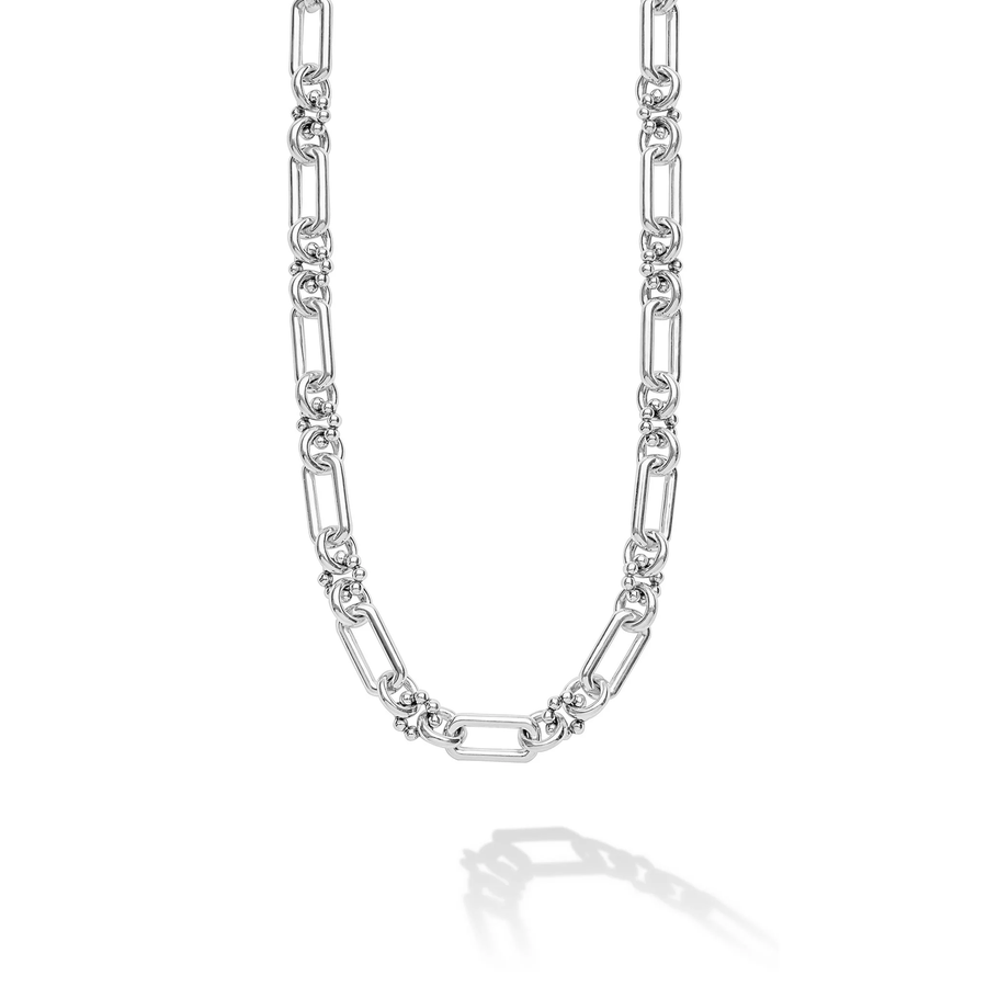 Signature Caviar 6mm Petite Link Necklace in Sterling Silver, 18"
