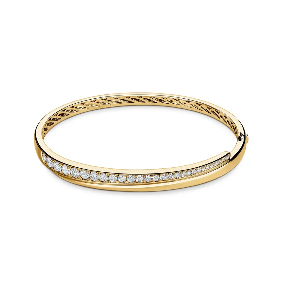 Vela 1.16ct Diamond Crossover Bangle Bracelet in 18K Yellow Gold