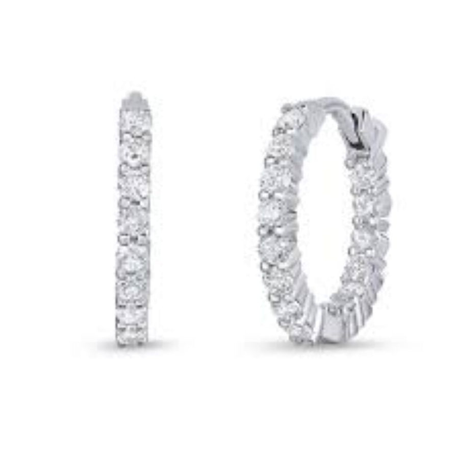 Diamond Inside Out Hoop Earrings in 18K White Gold