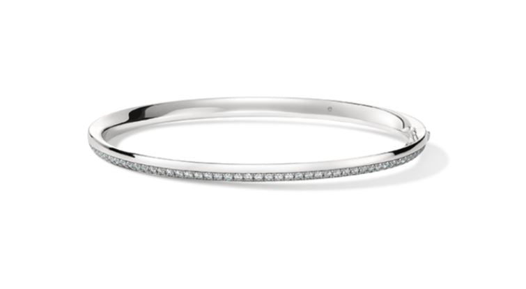 Barre 0.60-0.70Ct Diamond Pave Bangle in 18K White Gold
