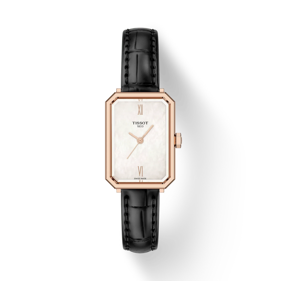 30mm SRV Quartz Watch with White Mother of Pearl Dial in Stainless Steel with Rose Gold PVD, Strap