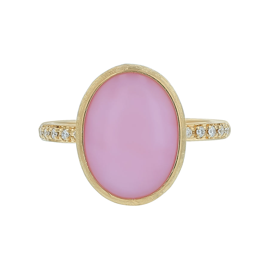 Siviglia Pink Opal and 0.07ct Diamond Ring in 18K Yellow Gold, Size 7